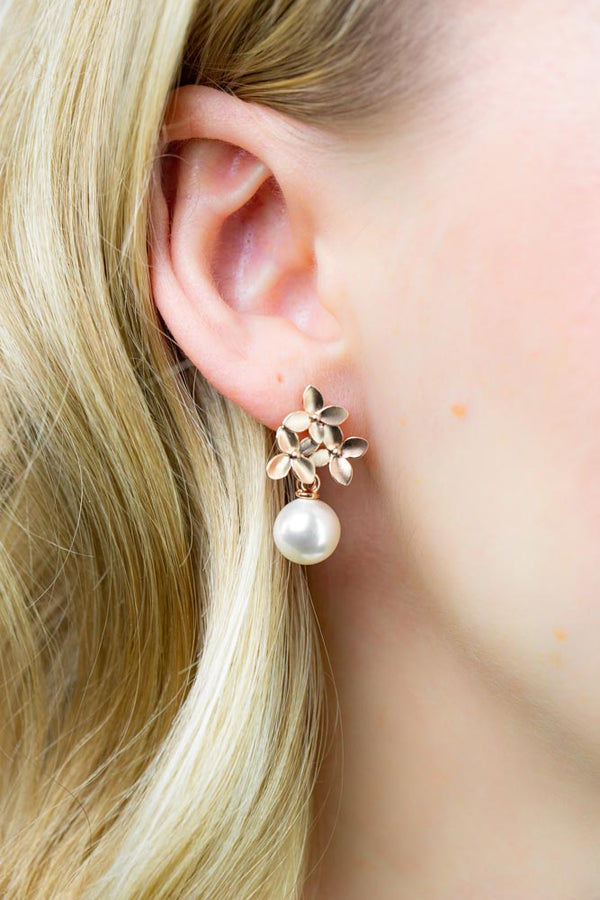 Ohrringe Amsterdam rosevergoldet Blumen Perlen - Catalea - Schlichter Schmuck - Minimalistischer Schmuck - Modeschmuck