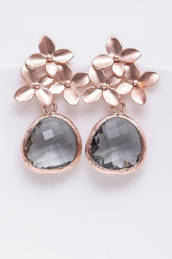 Ohrringe Amsterdam rosevergoldet Grau Blumen - Catalea - Schlichter Schmuck - Minimalistischer Schmuck - Modeschmuck