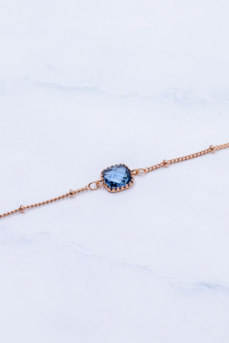 Armband Rosegold Blau Kugeln