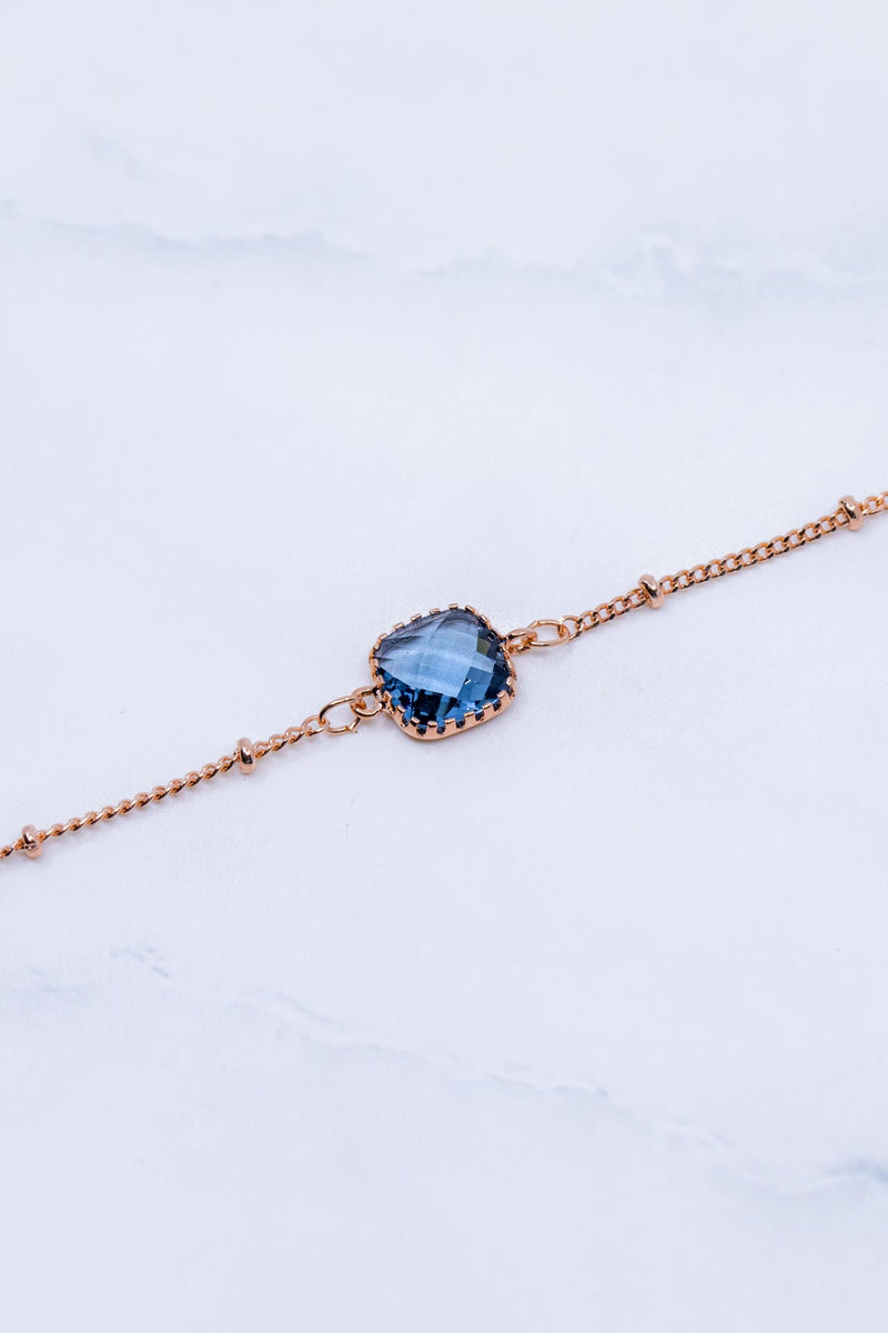Armband Rosegold Blau Kugeln