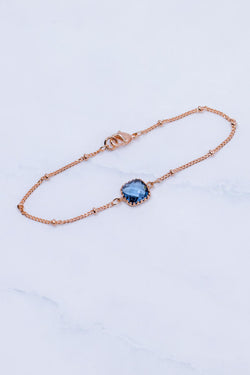 Armband Rosegold Blau Kugeln