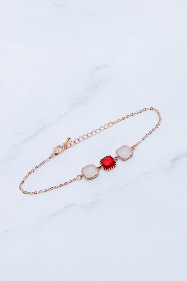 Armband Rosegold Rot Weiss