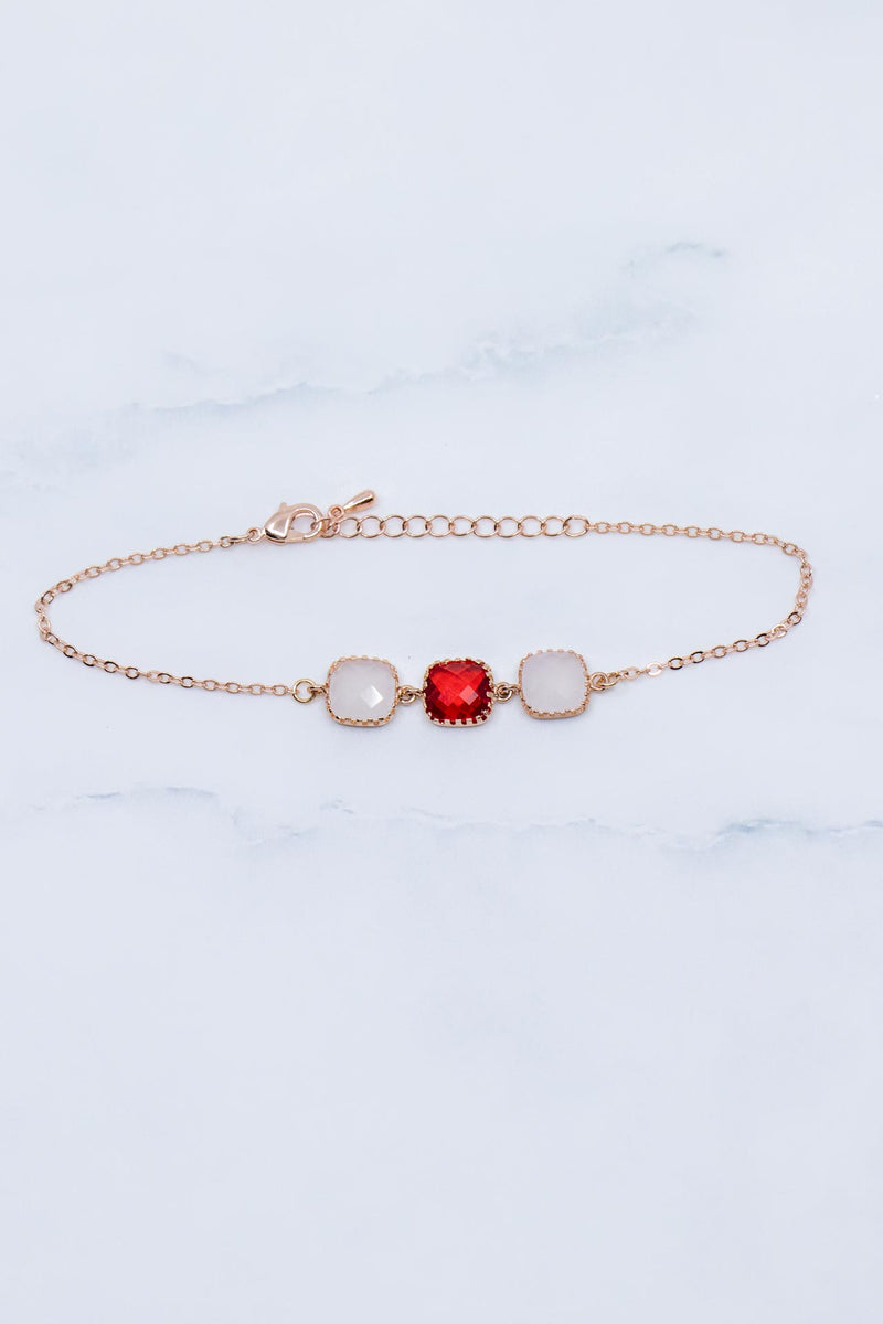 Armband Rosegold Rot Weiss