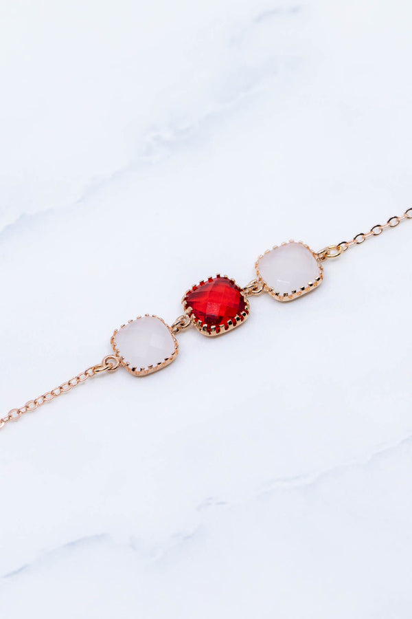 Armband Rosegold Rot Weiss