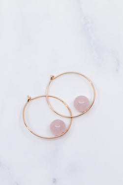 Creolen Rosegold Rosenquarz Ikaria