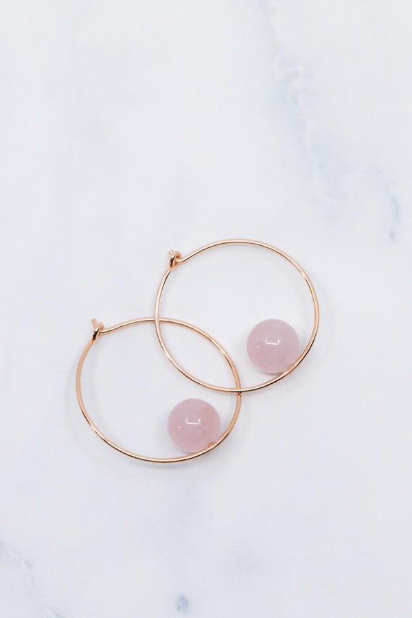 Creolen Rosegold Rosenquarz Ikaria