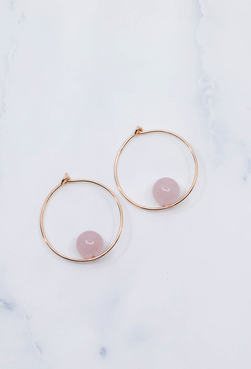 Creolen Rosegold Rosenquarz Ikaria