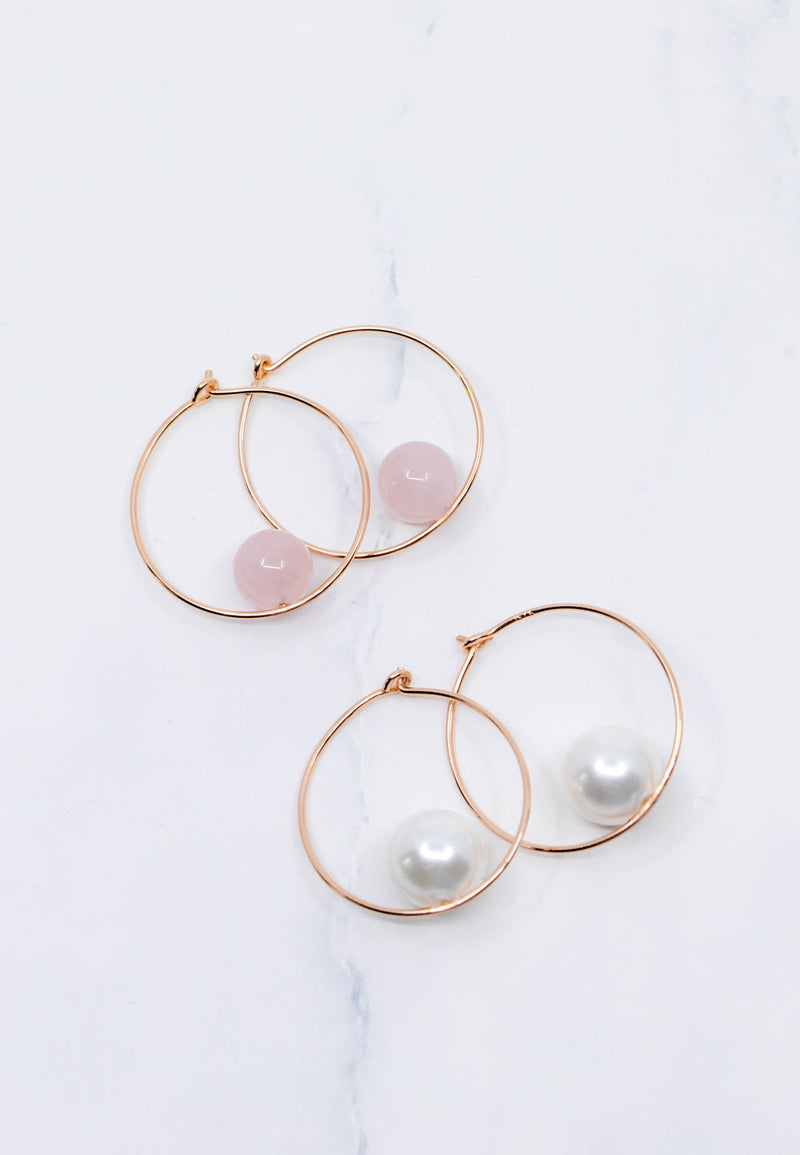 Creolen Rosegold Rosenquarz Ikaria