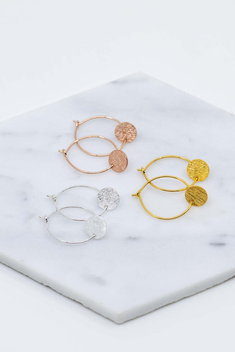 Creolen 925 Silber Plättchen, Catalea, schlichter Schmuck, Minimalistischer Schmuck, personalisierter Schmuck