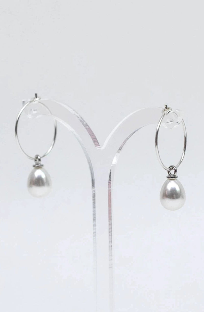 Creolen 925 Silber Perlen - Catalea - Schlichter Schmuck - Minimalistischer Schmuck - Modeschmuck