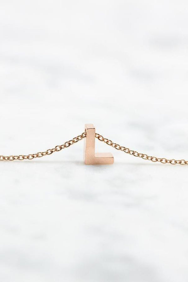 Kette Rosegold Buchstabe Druckschrift - Catalea - Schlichter Schmuck - Minimalistischer Schmuck - Modeschmuck