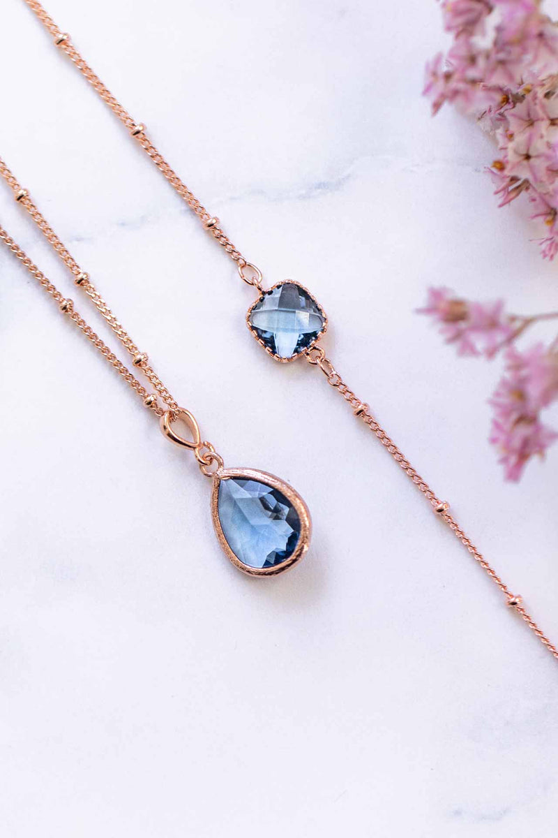 Kette Rosevergoldet Blau