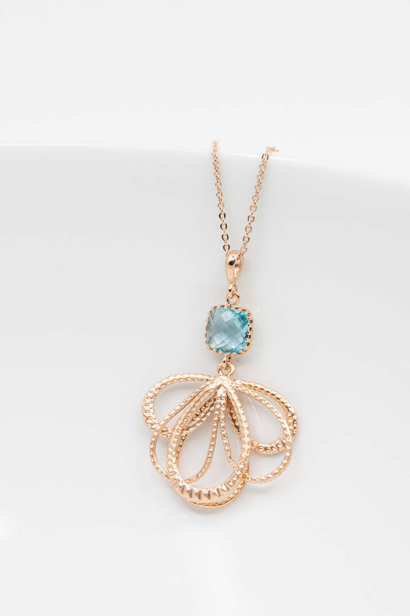 Kette Malaga Rosegold Aquamarin