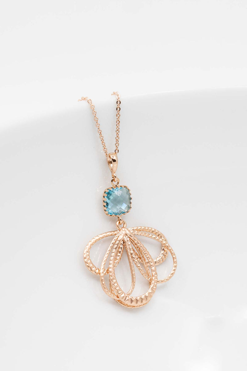 Kette Malaga Rosegold Aquamarin