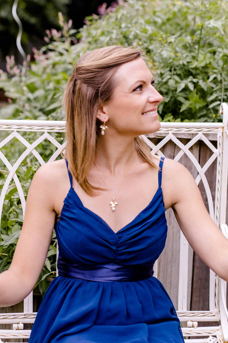 Kette Siena vergoldet Blume und Perle - Catalea - Schlichter Schmuck - Minimalistischer Schmuck - Modeschmuck