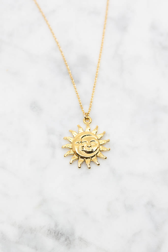 Kette vergoldet Sonne und Mond - Catalea - Schlichter Schmuck - Minimalistischer Schmuck - Modeschmuck