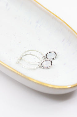 Creolen Silber Opal - Catalea - Schlichter Schmuck - Minimalistischer Schmuck - Modeschmuck
