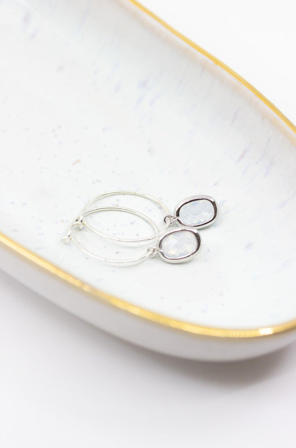 Creolen Silber Opal - Catalea - Schlichter Schmuck - Minimalistischer Schmuck - Modeschmuck