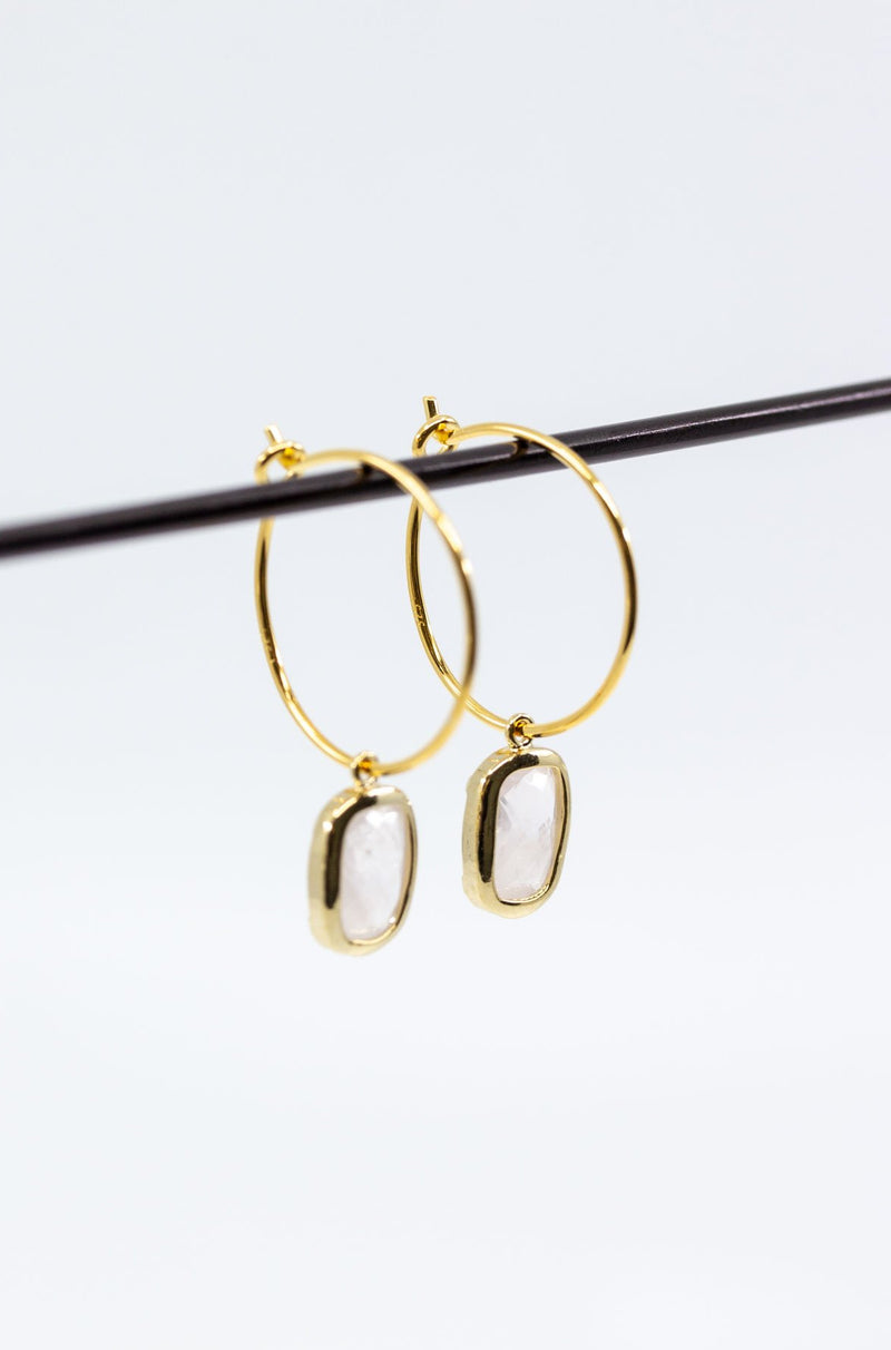 Creolen Rosenquarz vergoldet - Catalea - Schlichter Schmuck - Minimalistischer Schmuck - Modeschmuck
