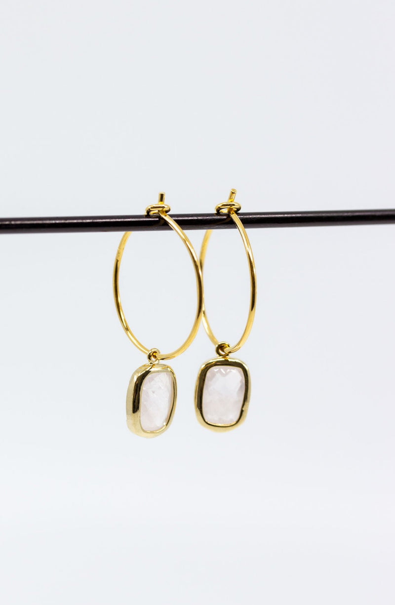 Creolen Rosenquarz vergoldet - Catalea - Schlichter Schmuck - Minimalistischer Schmuck - Modeschmuck