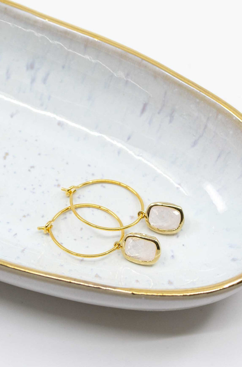Creolen Rosenquarz vergoldet - Catalea - Schlichter Schmuck - Minimalistischer Schmuck - Modeschmuck