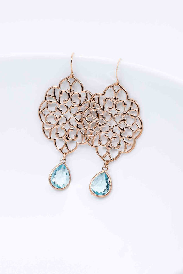 Ohrringe Rosegold Aquamarin Marle