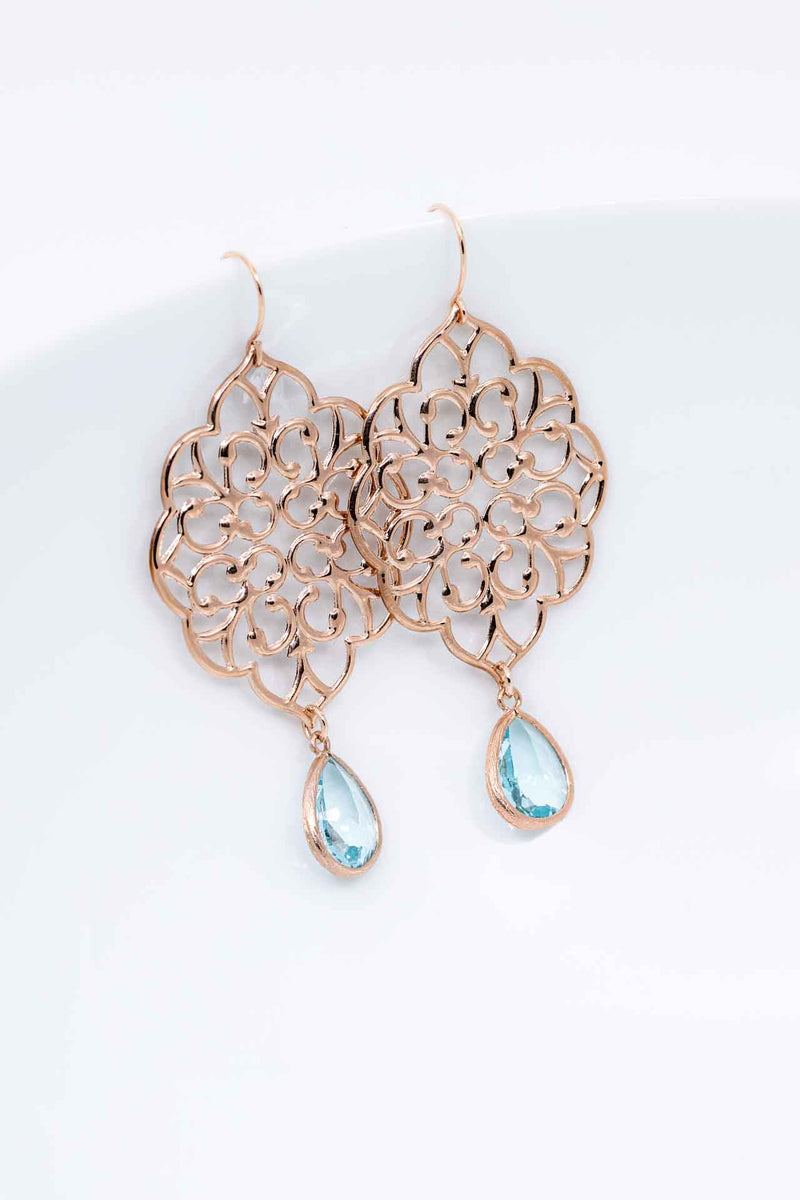 Ohrringe Rosegold Aquamarin Marle