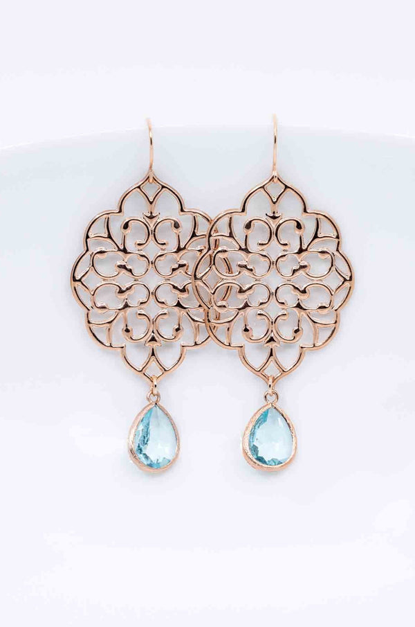 Ohrringe Rosegold Aquamarin Marle