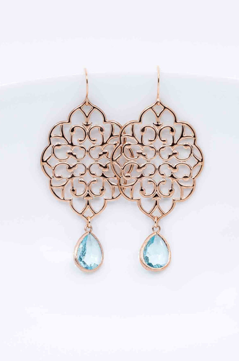 Ohrringe Rosegold Aquamarin Marle