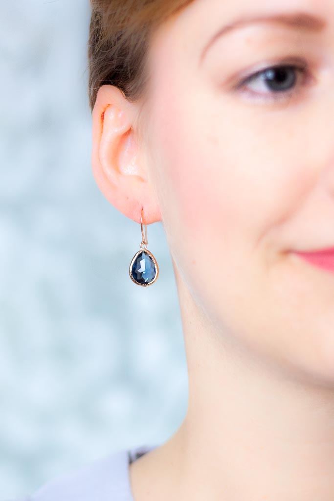 Ohrringe Saranda rosevergoldet Blau - Catalea - Schlichter Schmuck - Minimalistischer Schmuck - Modeschmuck