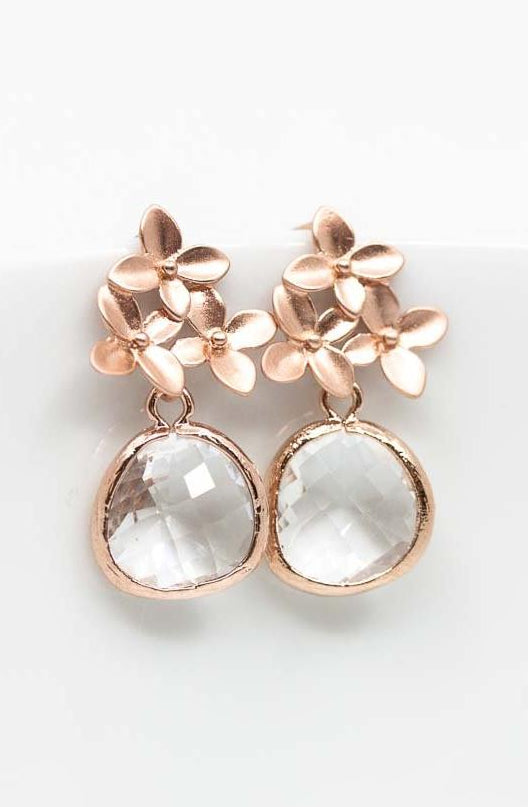 Ohrringe Amsterdam rosevergoldet Kristall Blumen - Catalea - Schlichter Schmuck - Minimalistischer Schmuck - Modeschmuck