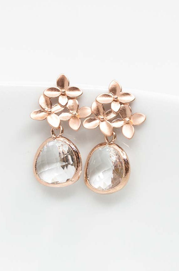 Ohrringe Amsterdam rosevergoldet Kristall Blumen - Catalea - Schlichter Schmuck - Minimalistischer Schmuck - Modeschmuck