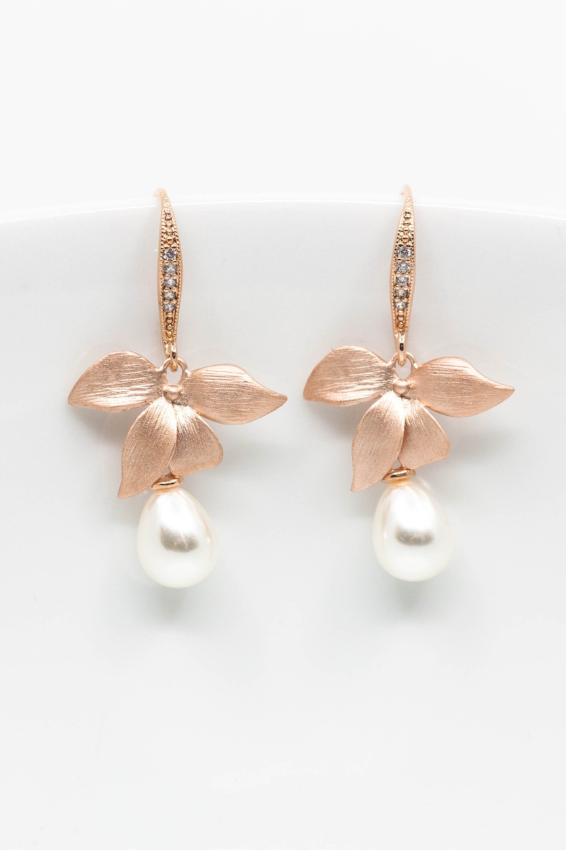 Ohrringe Siena rosevergoldet Blume Perlen - Catalea - Schlichter Schmuck - Minimalistischer Schmuck - Modeschmuck
