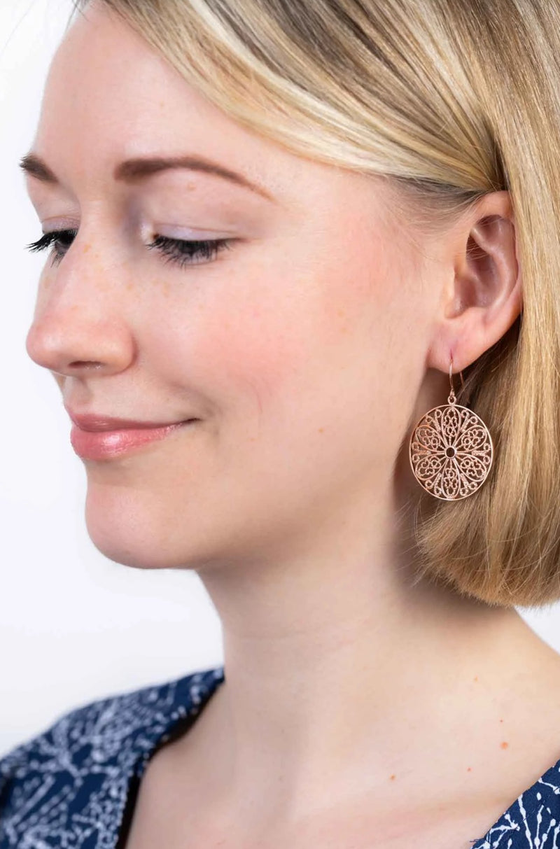 Ohrringe Rosegold Ornamente Boho gross - Catalea - Schlichter Schmuck - Minimalistischer Schmuck - Modeschmuck