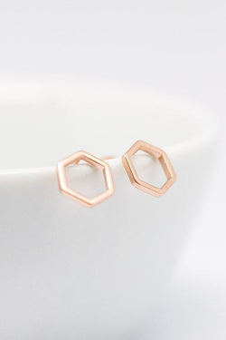 Ohrringe rosevergoldet Hexagon matt - Catalea - Schlichter Schmuck - Minimalistischer Schmuck - Modeschmuck