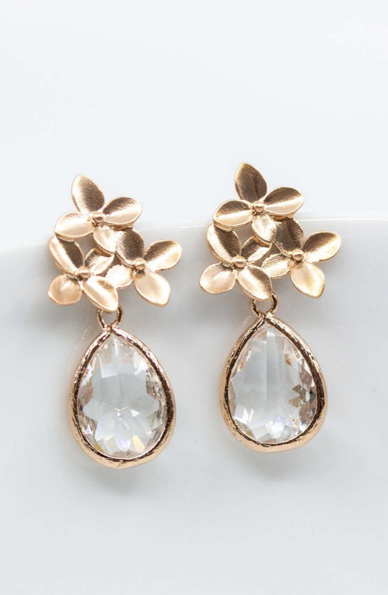 Ohrringe Amsterdam rosevergoldet Kristall Tropfen - Catalea - Schlichter Schmuck - Minimalistischer Schmuck - Modeschmuck