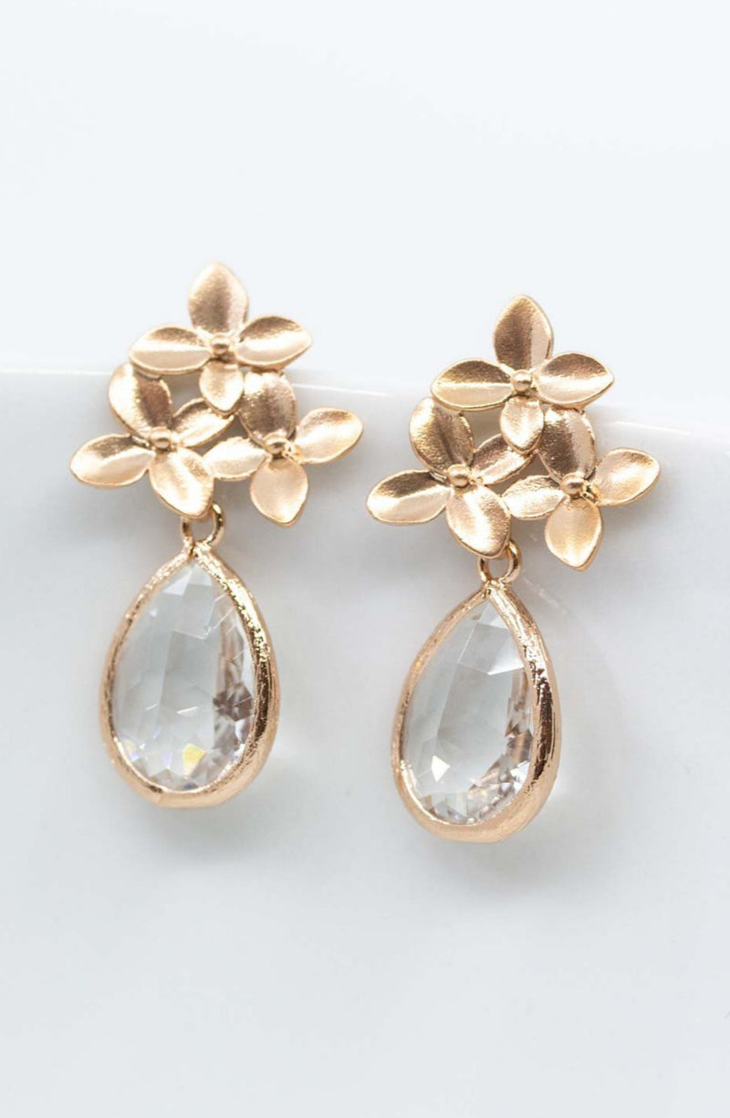 Ohrringe Amsterdam rosevergoldet Kristall Tropfen - Catalea - Schlichter Schmuck - Minimalistischer Schmuck - Modeschmuck
