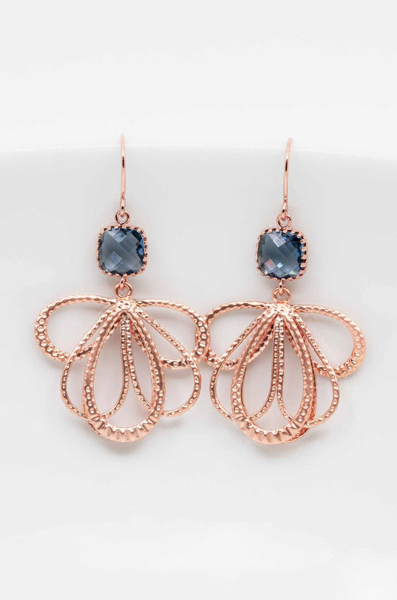 Ohrringe Rosegold Blau Malaga