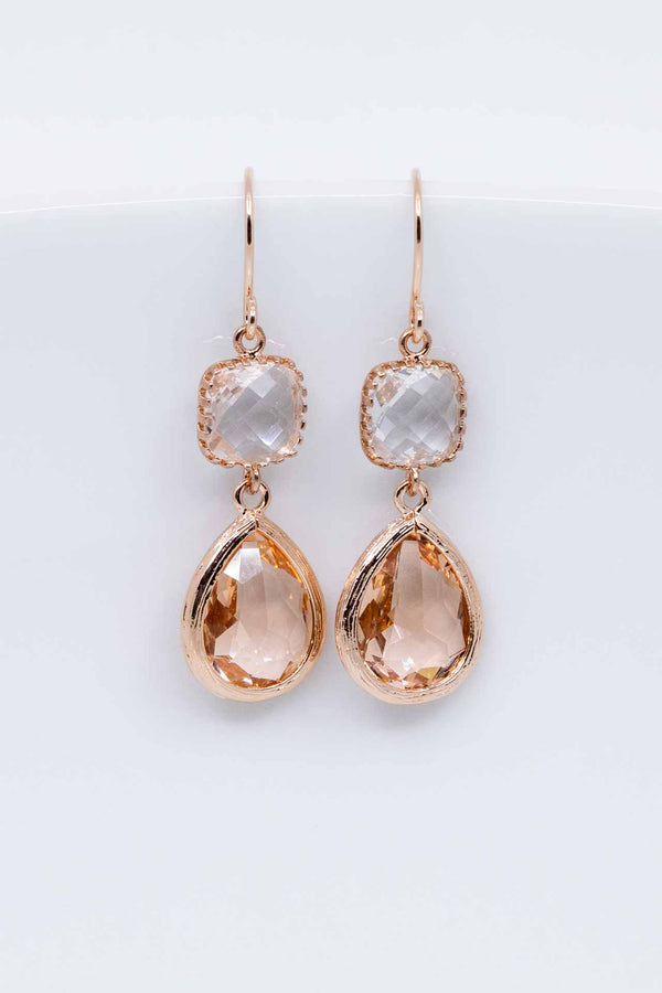 Ohrringe Rosegold Pfirsich Kristall Isola