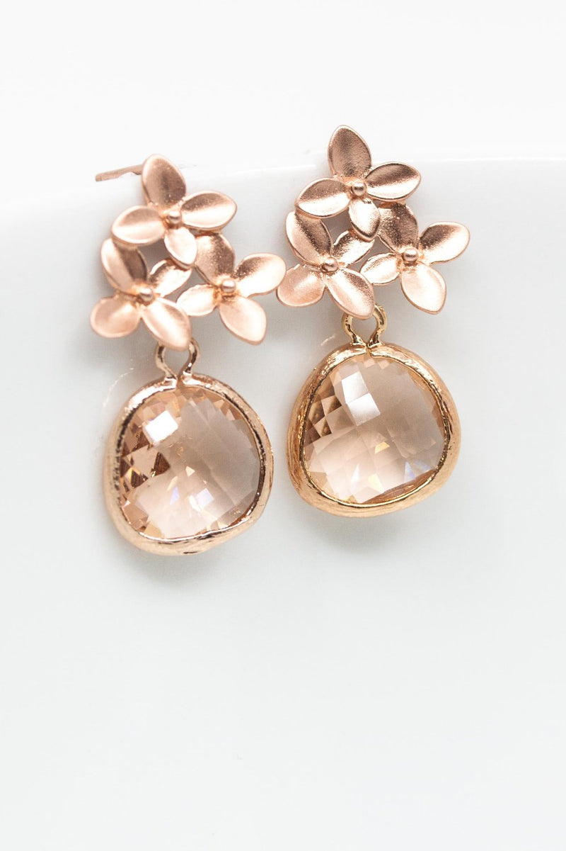 Ohrringe Amsterdam rosevergoldet Pfirsich Blumen - Catalea - Schlichter Schmuck - Minimalistischer Schmuck - Modeschmuck