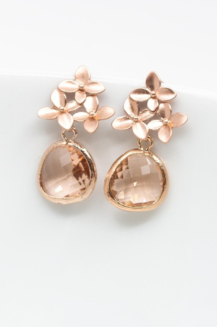 Ohrringe Amsterdam rosevergoldet Pfirsich Blumen - Catalea - Schlichter Schmuck - Minimalistischer Schmuck - Modeschmuck
