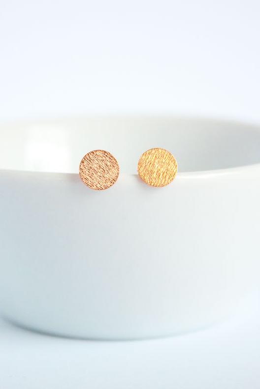 Ohrringe rosevergoldet 925 Silber Plättchen 6mm - Catalea - Schlichter Schmuck - Minimalistischer Schmuck - Modeschmuck