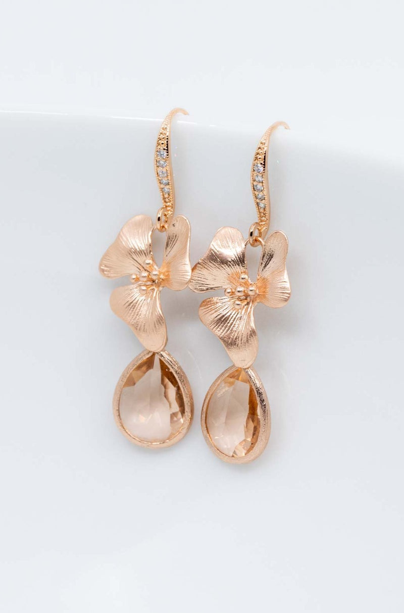 Ohrringe Rosegold Pfirsich Flores