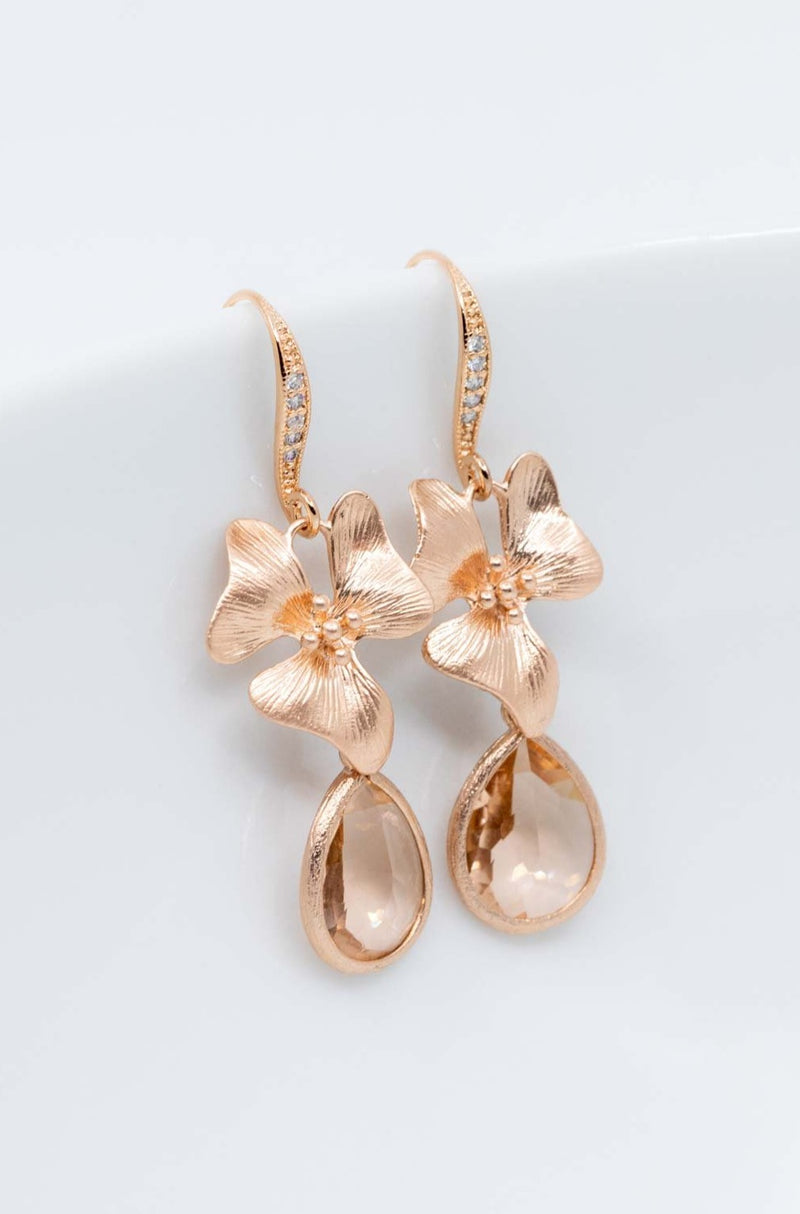 Ohrringe Rosegold Pfirsich Flores