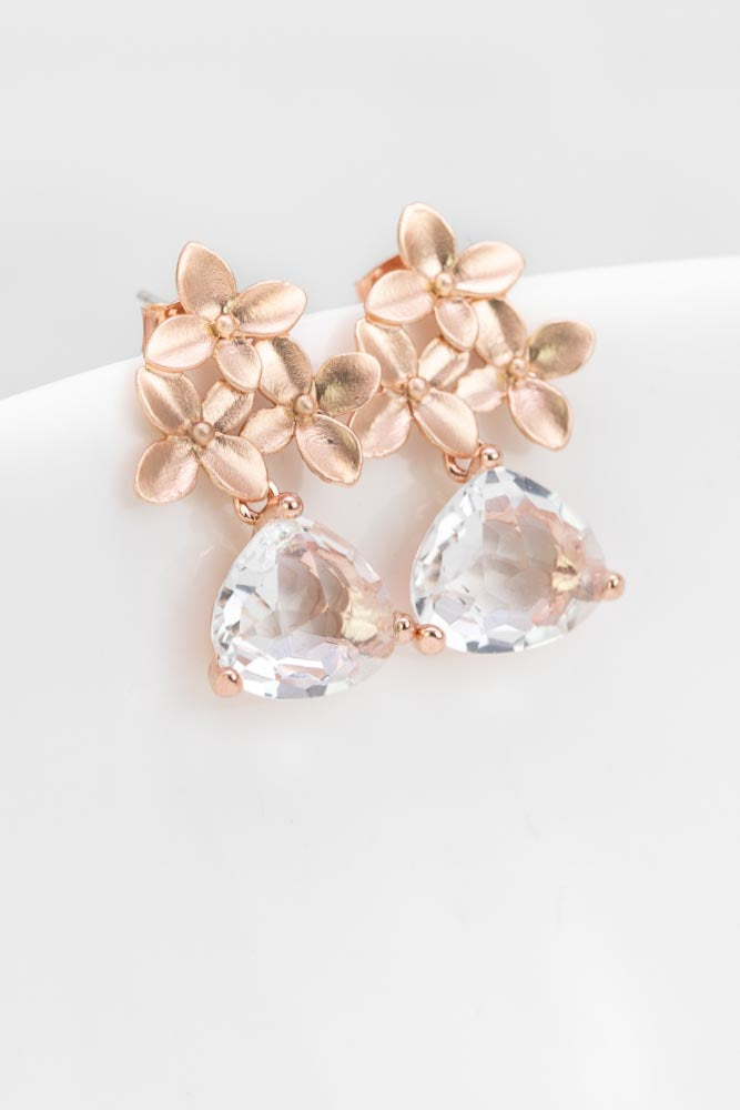 Ohrringe Geneva rosevergoldet Kristall Blumen - Catalea - Schlichter Schmuck - Minimalistischer Schmuck - Modeschmuck