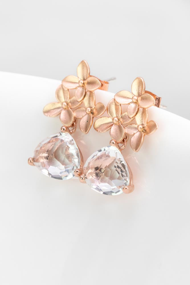 Ohrringe Geneva rosevergoldet Kristall Blumen - Catalea - Schlichter Schmuck - Minimalistischer Schmuck - Modeschmuck