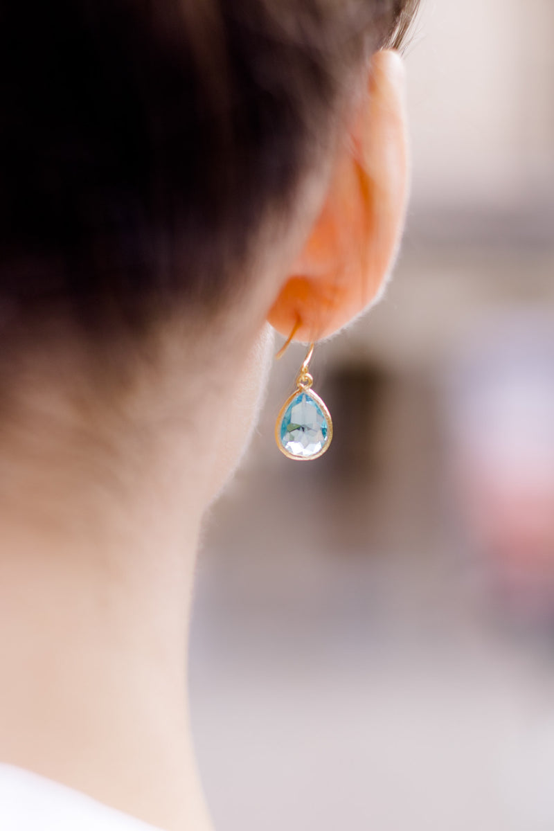Ohrringe Saranda vergoldet Aquamarin - Catalea - Schlichter Schmuck - Minimalistischer Schmuck - Modeschmuck