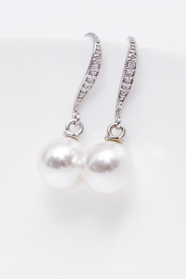 Ohrringe versilbert Perlen rund - Catalea - Schlichter Schmuck - Minimalistischer Schmuck - Modeschmuck
