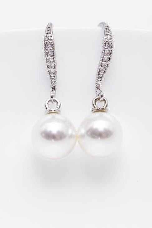 Ohrringe versilbert Perlen rund - Catalea - Schlichter Schmuck - Minimalistischer Schmuck - Modeschmuck