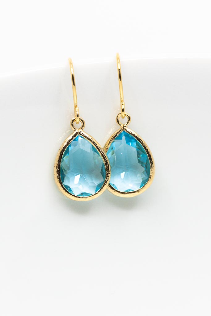 Ohrringe Saranda vergoldet Aquamarin - Catalea - Schlichter Schmuck - Minimalistischer Schmuck - Modeschmuck